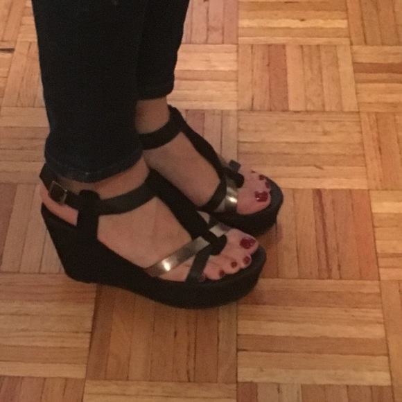 Barneys New York CO-OP Shoes - Barneys black wedge sandals. Size 39. NIB!